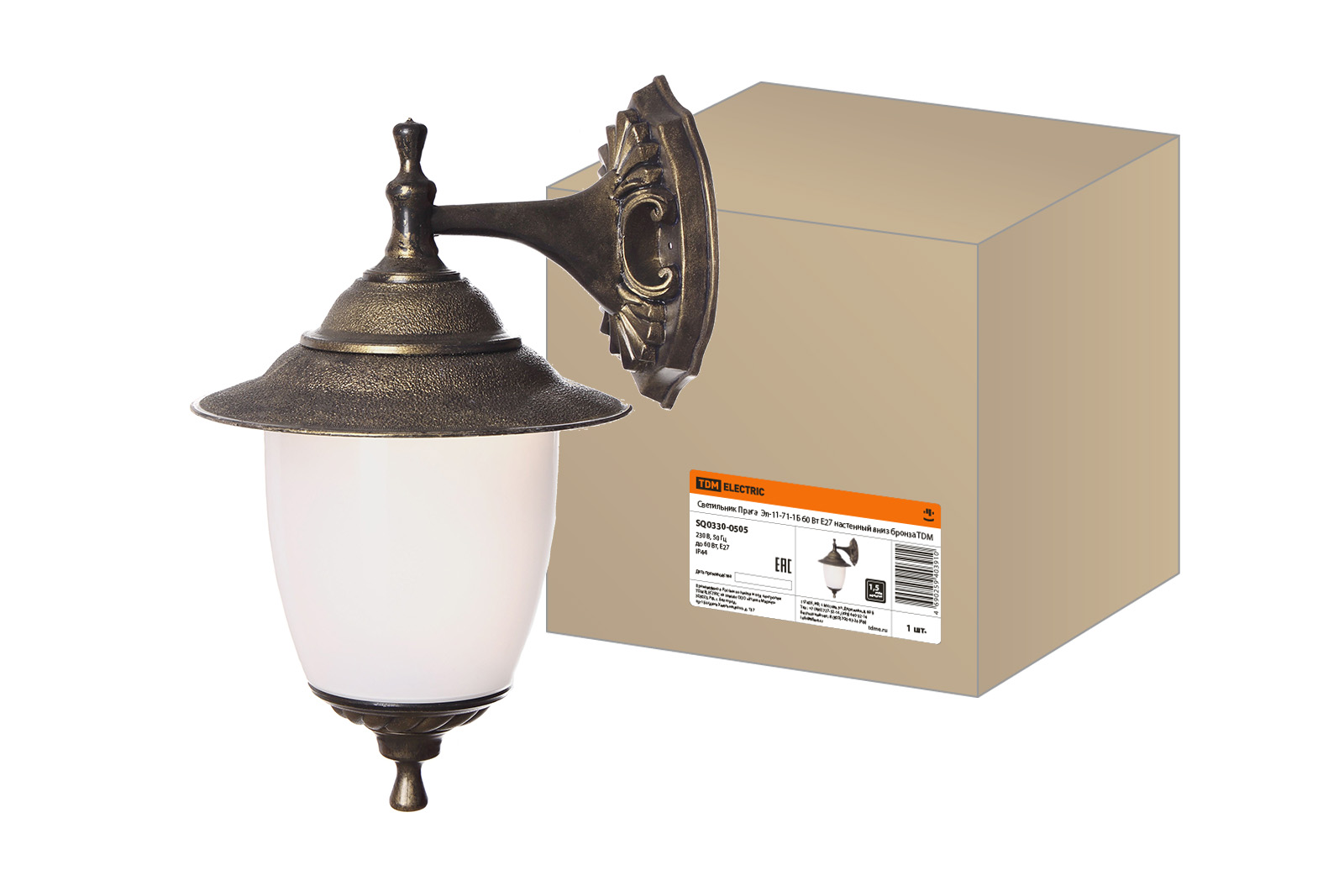 Светильник Прага Эл-11-71-1Б 60 Вт Е27 настенный вниз бронза TDM SQ0330-0505