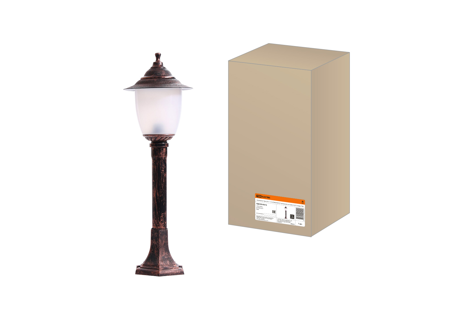 Светильник Прага Эл-11-73-075М 60 Вт Е27 напольный на стойке h-0.75 м медь TDM SQ0330-0515