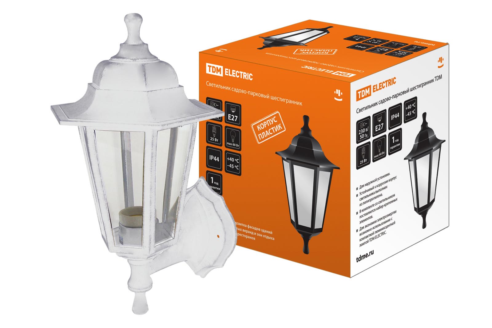 Светильник садово-парковый НБУ 06-60-001 шестигранник, настенный, пластик, белый TDM SQ0330-0731