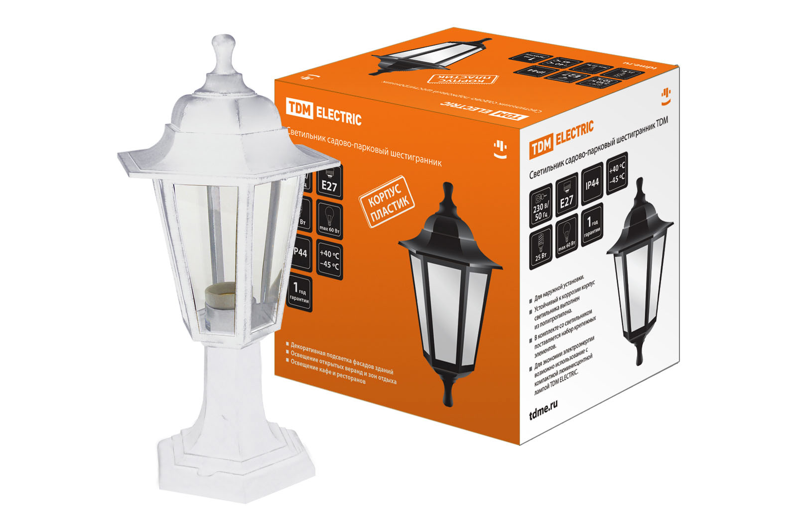 Светильник садово-парковый НТУ 06-60-001 шестигранник, стойка, пластик, белый TDM SQ0330-0732