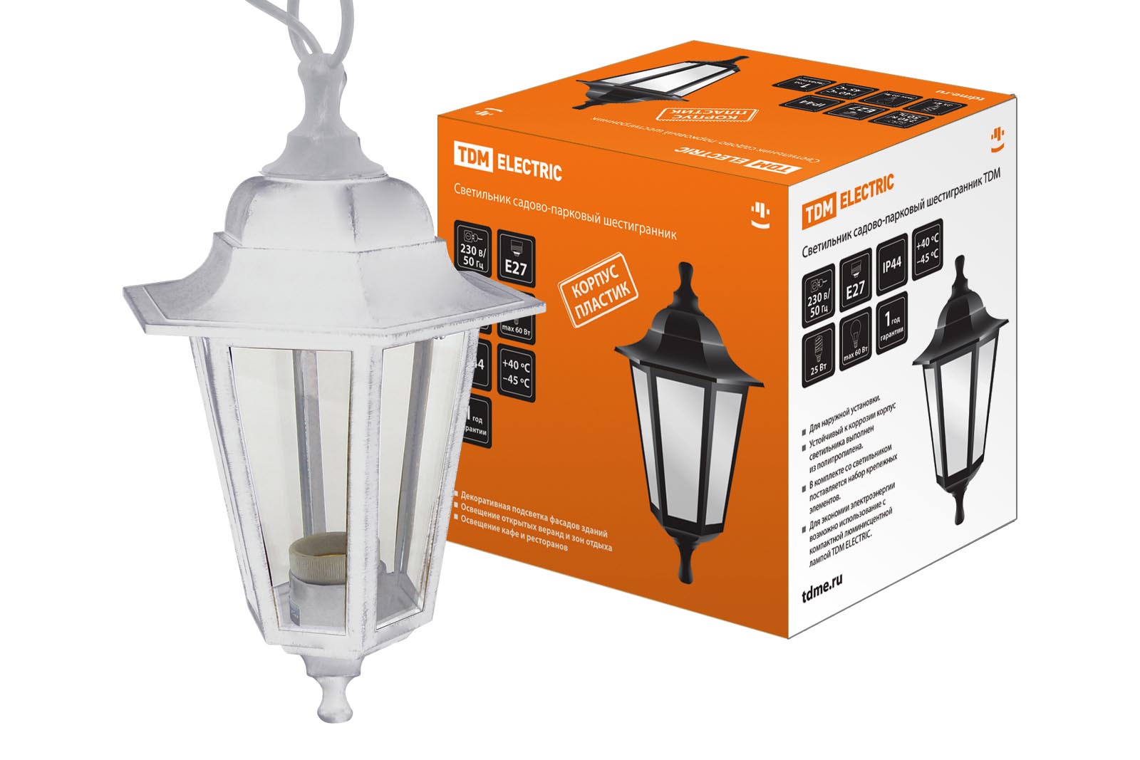 Светильник садово-парковый НСУ 06-60-001 шестигранник, подвес, пластик, белый TDM SQ0330-0733