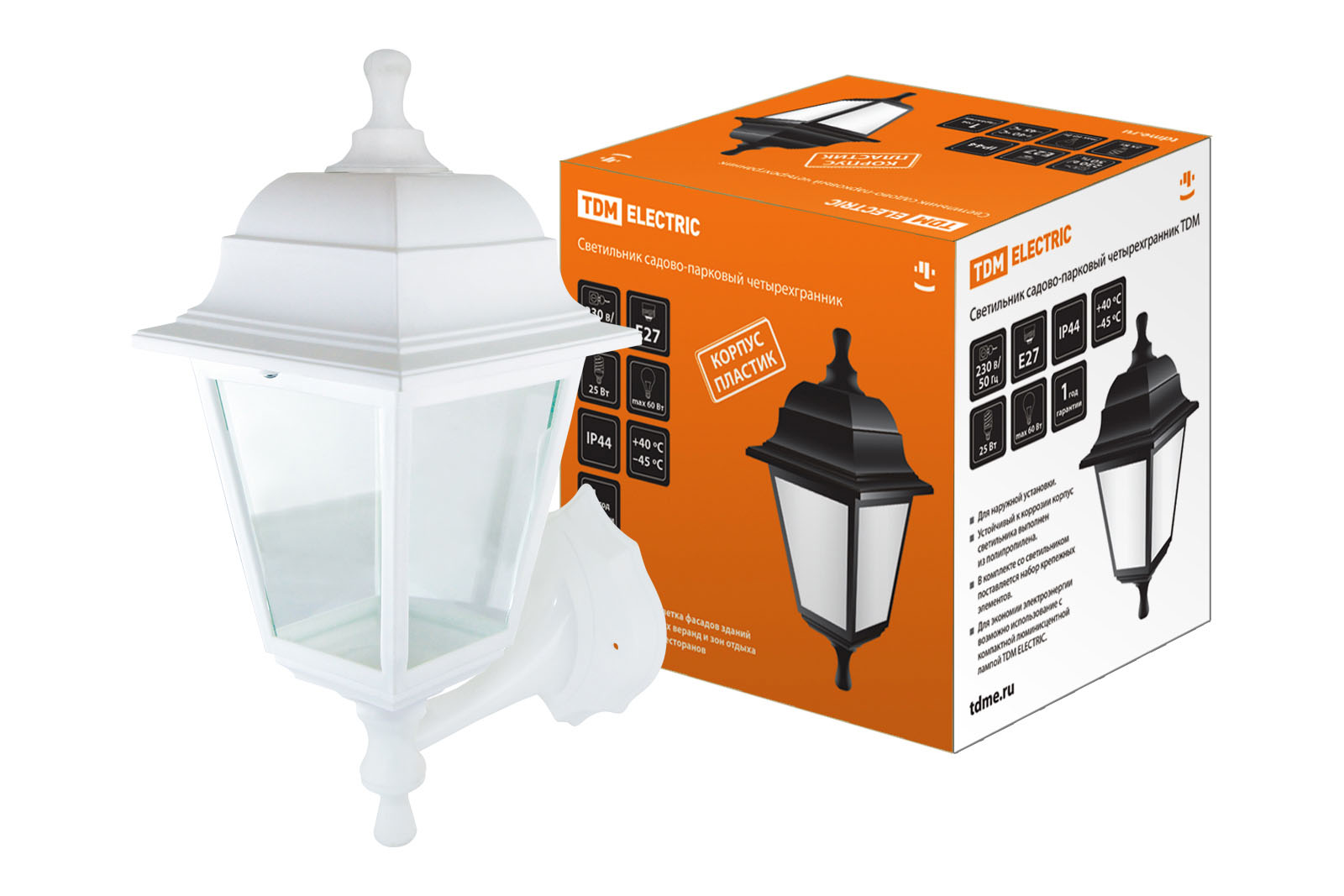 Светильник садово-парковый НБУ 04-60-001 четырехгранник, настенный, пластик, белый TDM SQ0330-0734