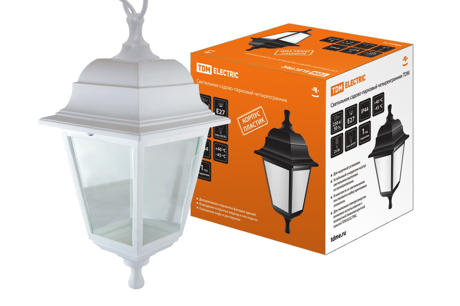Светильник садово-парковый НСУ 04-60-001 четырехгранник, подвес, пластик, белый TDM SQ0330-0736