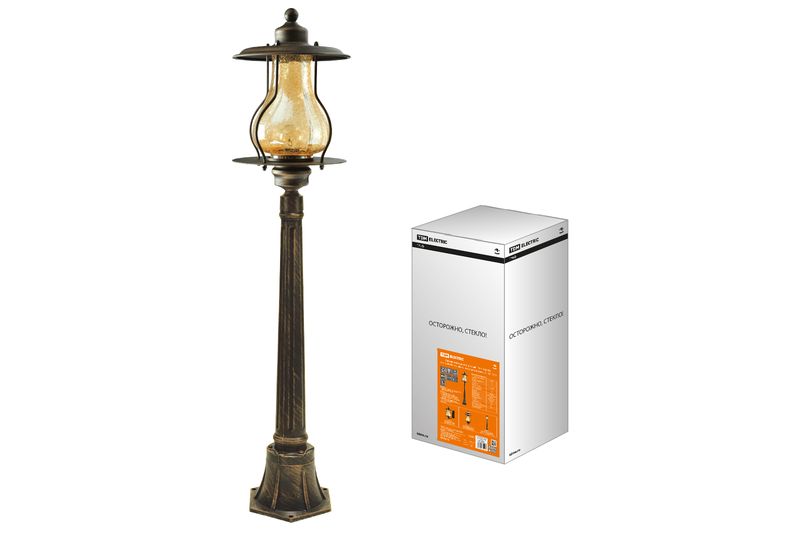 "Светильник садово-парковый ""Рим"" 1х60 Вт, столб, H1050 мм, алюм., янтарное/кофейный, Е27, TDM" SQ0330-2063