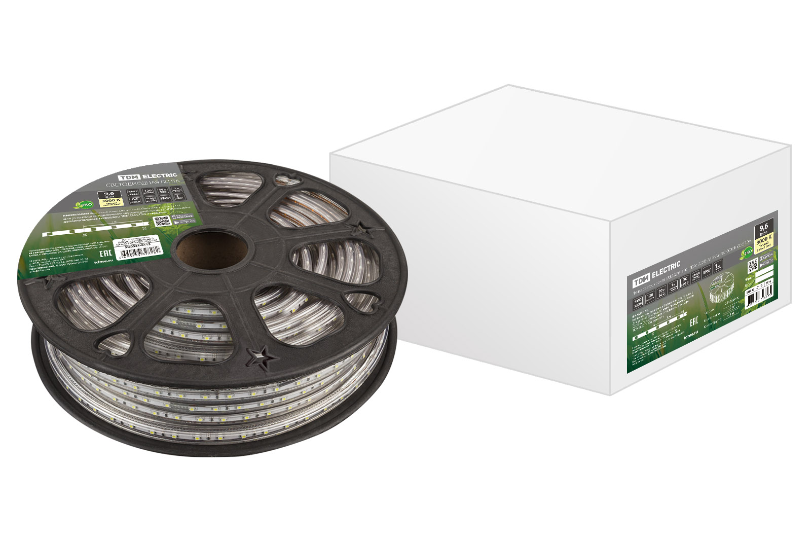 Лента светодиодная SMD2835-120 LED/м-220 В-9,6 Вт/м-IP67-3000 К (30м) TDM SQ0331-0115