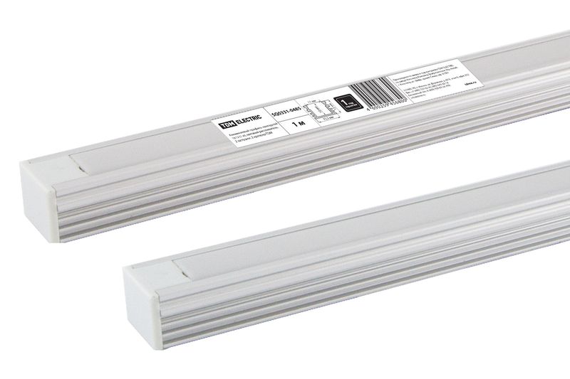 Алюминиевый профиль накладной 1612 (1 м), матовый рассеиватель, 2 заглушки, 2 крепежа TDM SQ0331-0485