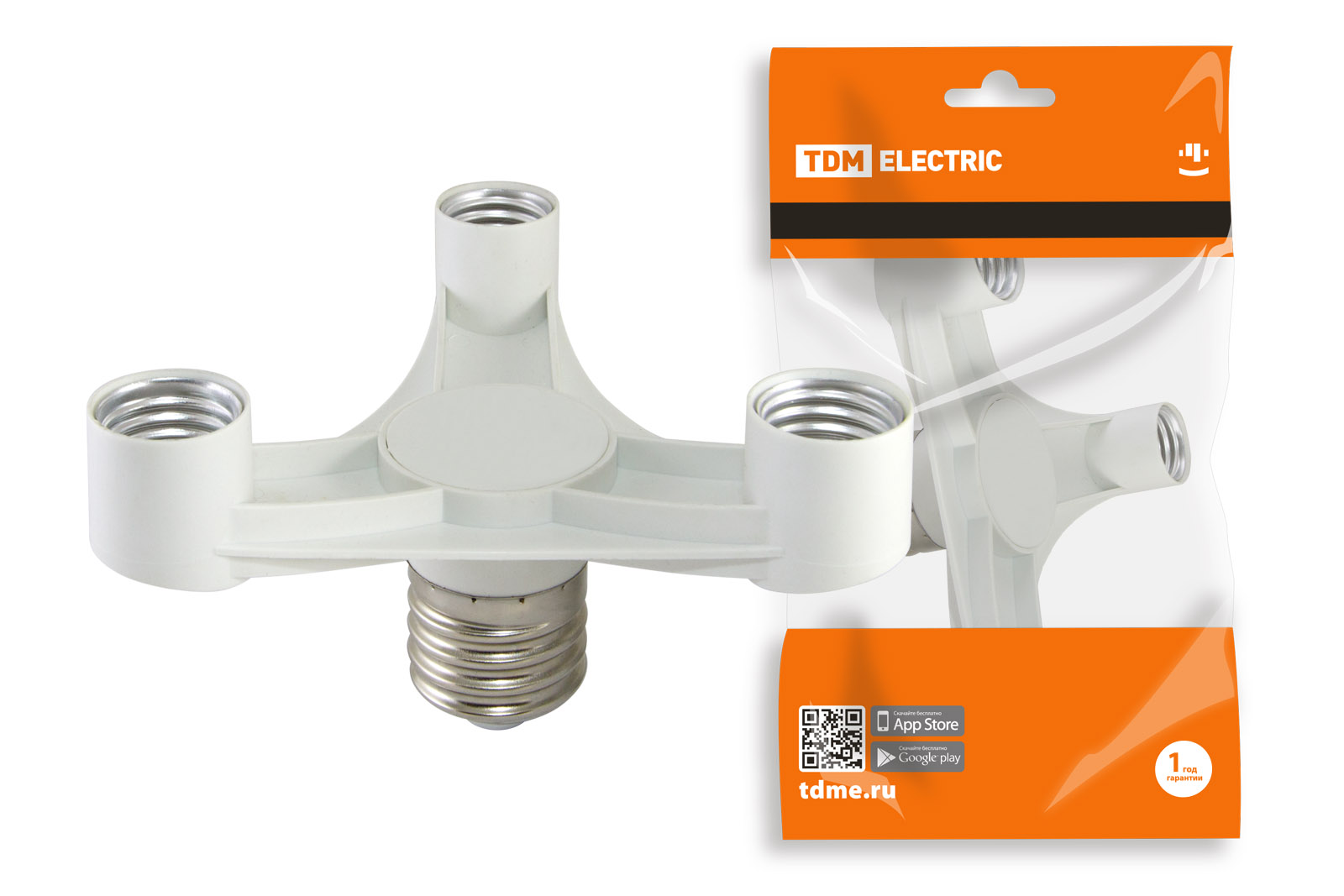 Переходник Е40-3хЕ27, белый, TDM SQ0335-1017