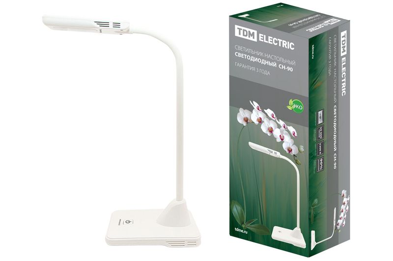 Светильник светодиодный настольный СН-90, гибкий, выключатель, 220 В, 5 Вт, 5300 К белый TDM SQ0337-0044