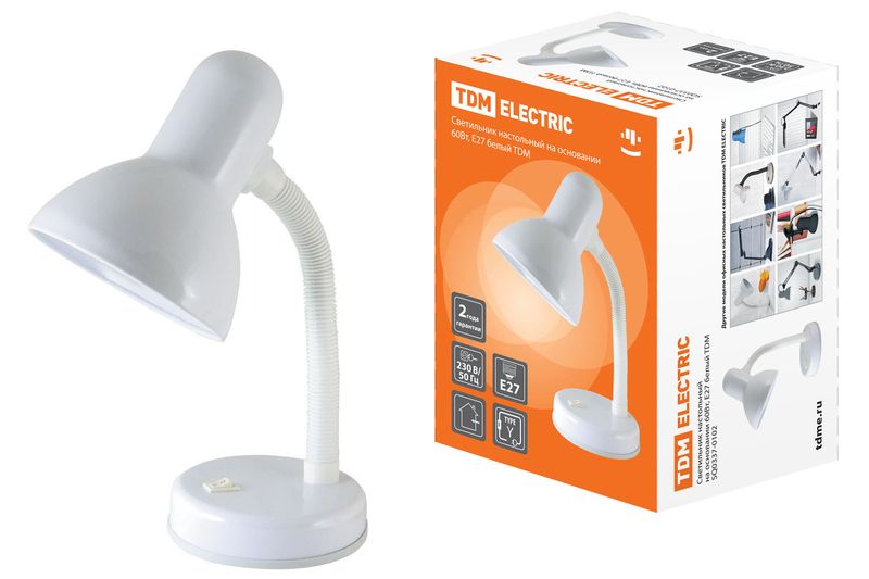 Светильник настольный на основании 60Вт, E27 белый TDM SQ0337-0102