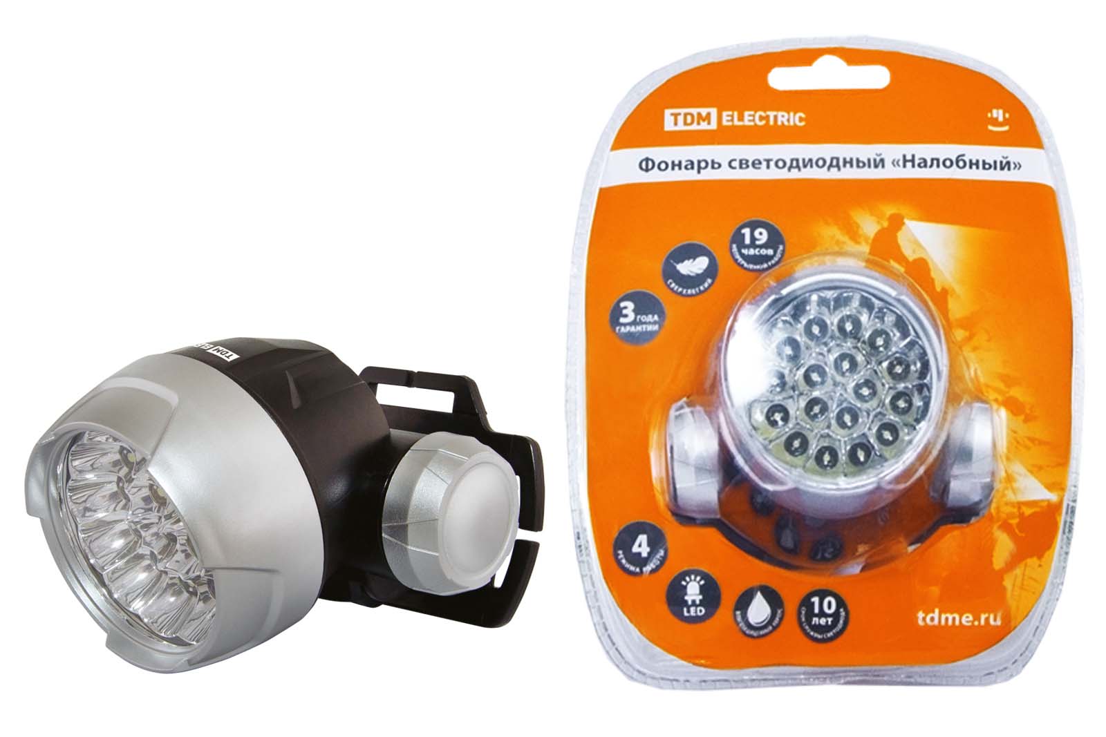 "Фонарь светодиодный ""Налобный"", 18 светодиодов 54 лм/Вт, бат. 3*AAA TDM" SQ0350-0004