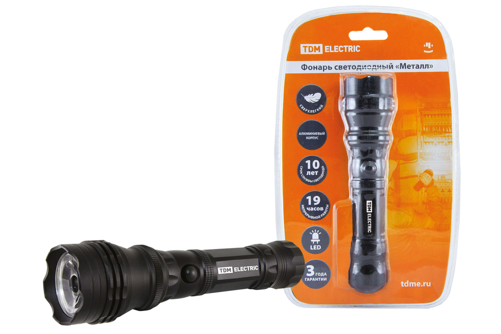 "Фонарь светодиодный ""Металл"", 3 Вт светодиод 120 лм/Вт, бат. 3*AAA TDM " SQ0350-0011
