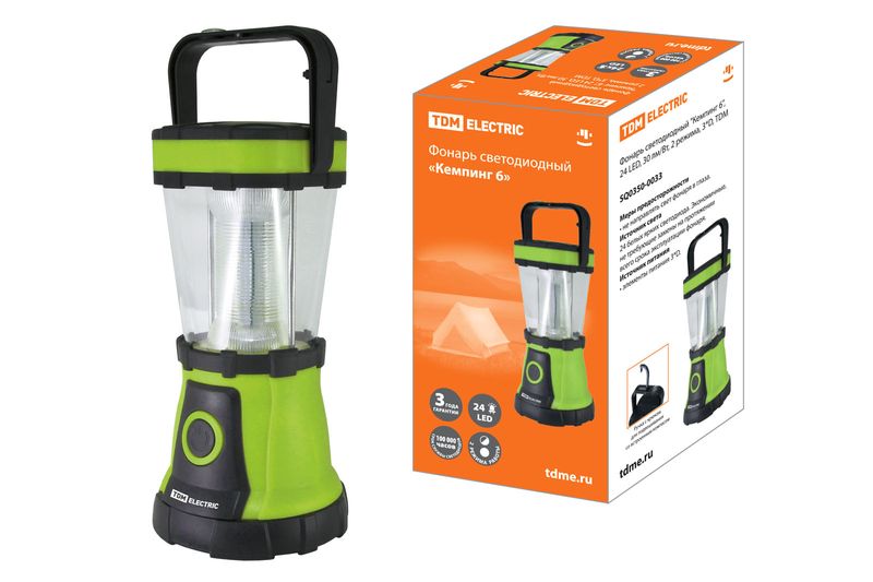 "Фонарь светодиодный ""Кемпинг 6"", 24 LED, 30 лм/Вт, 2 режима, 3*D, TDM" SQ0350-0033