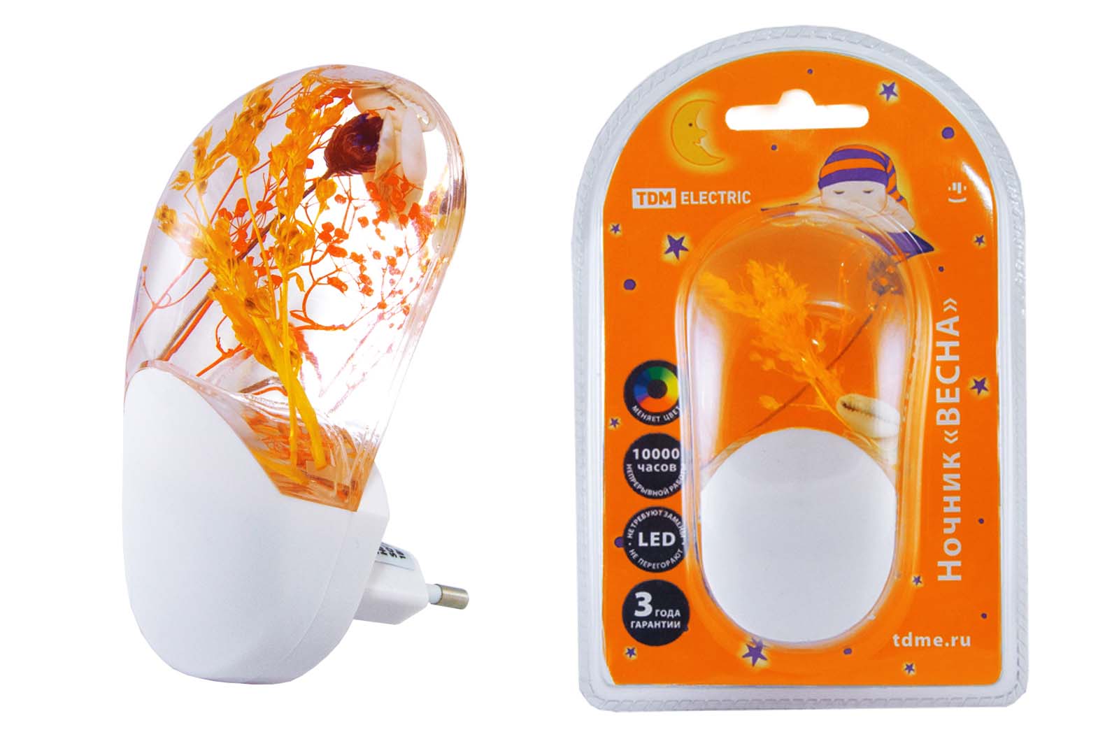 "Ночник ""Весна"" с датчиком света, светодиодный, 1Вт, 220 В TDM" SQ0357-0001