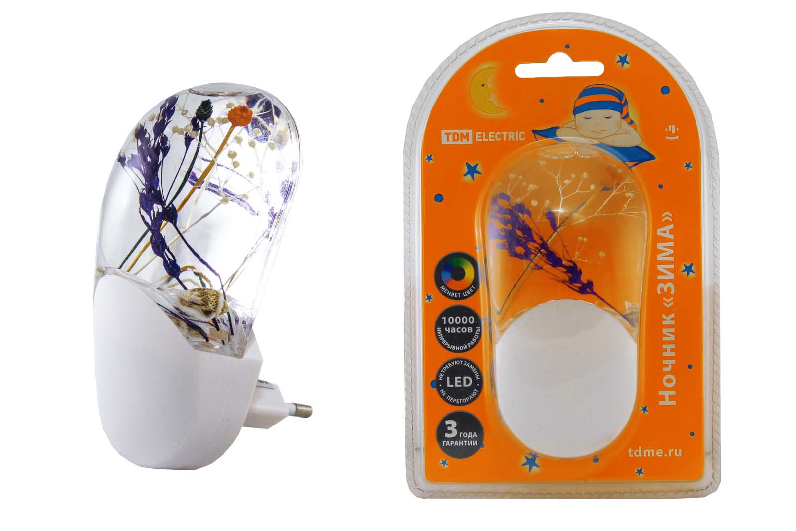 "Ночник ""Зима "" с датчиком света, светодиодный,1Вт, 220 В TDM" SQ0357-0004