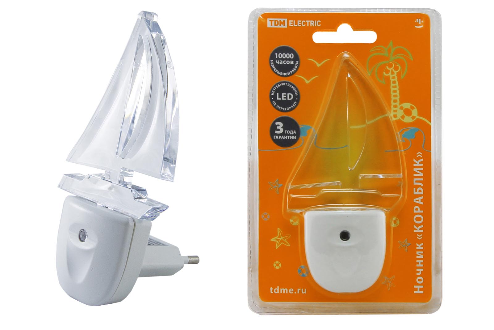 "Ночник ""Кораблик"" с датчиком света, светодиодный, 0.3 Вт 220 В TDM" SQ0357-0011