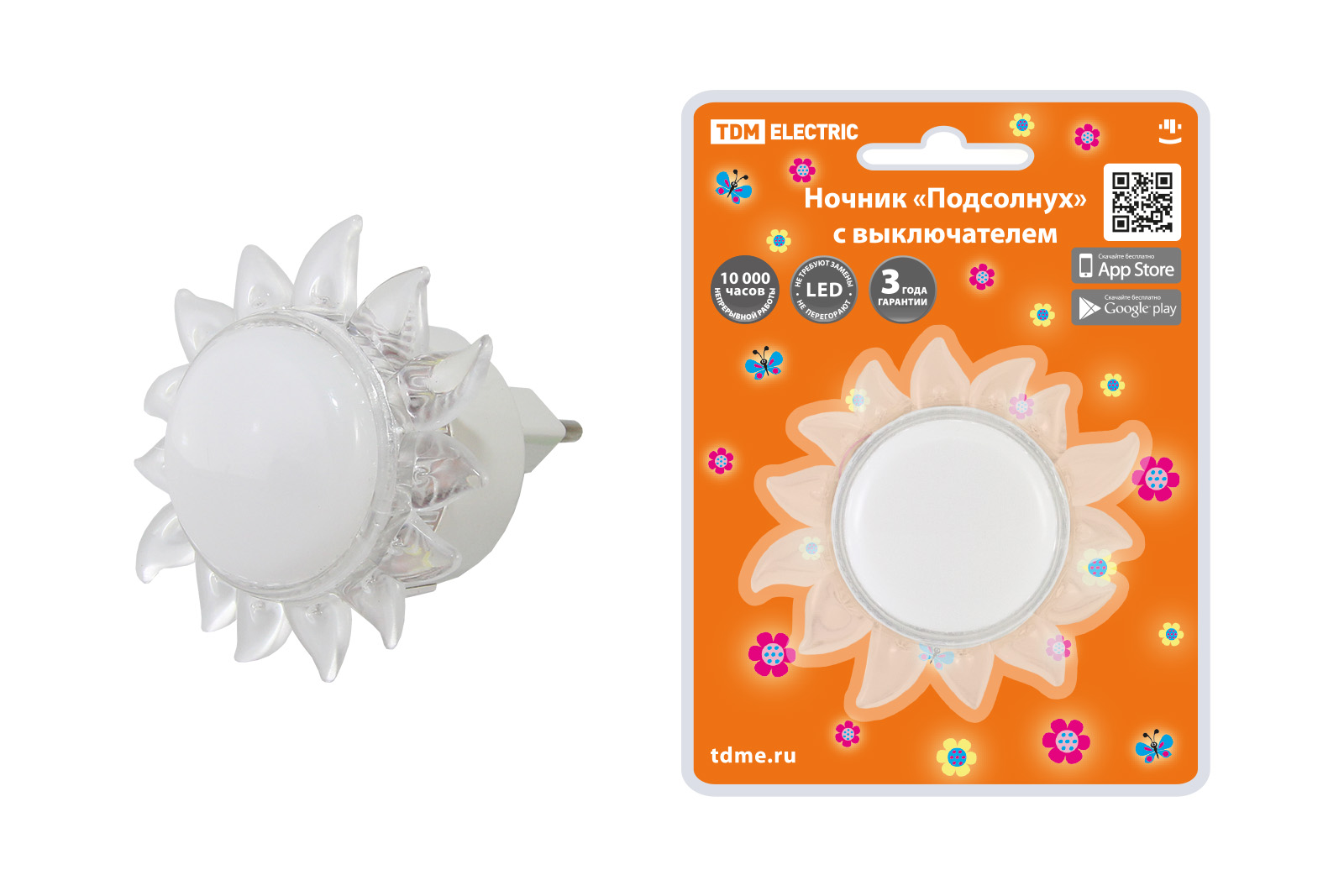 "Ночник ""Подсолнух"" с выключателем, 0,4 Вт, 220 В TDM" SQ0357-0031