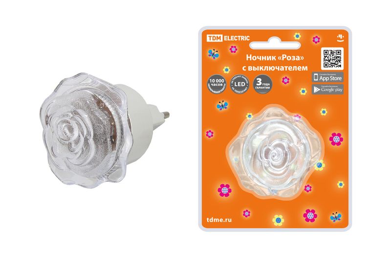 "Ночник ""Роза"" с выключателем, 0,4 Вт, 220 В TDM" SQ0357-0032