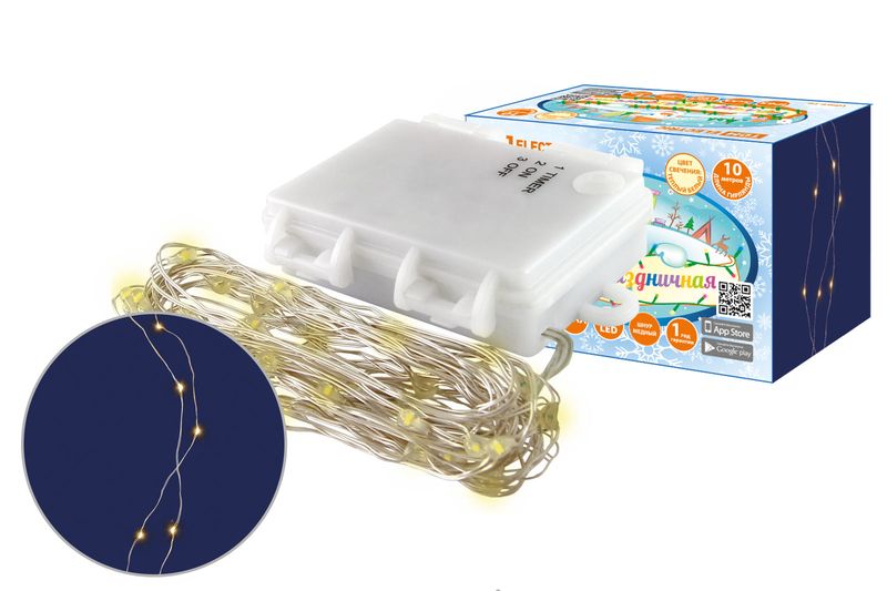 "Гирлянда светодиодная ""Роса100"" 100LED, 10м, 3000К, 3хАА, наружное использование, IP65, TDM" SQ0361-0058