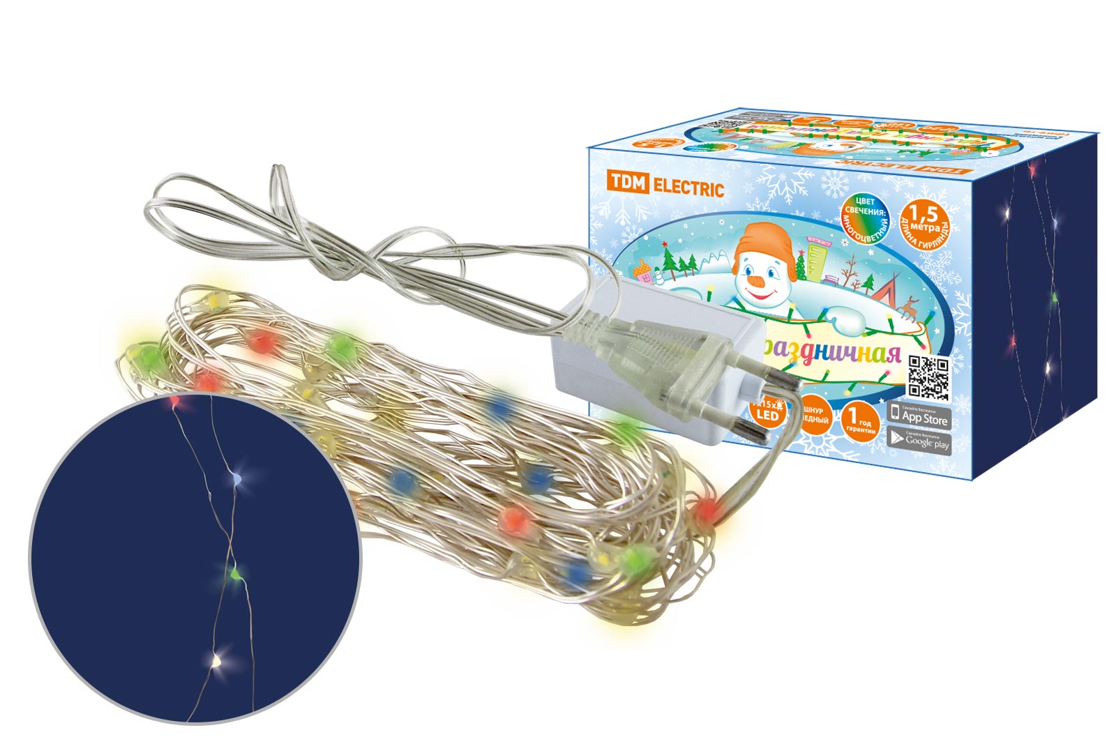 "Гирлянда светодиодная ""Роса105 конский хвост"" 7x15LED, 1,5 м, многоцвет., 250В , TDM" SQ0361-0061