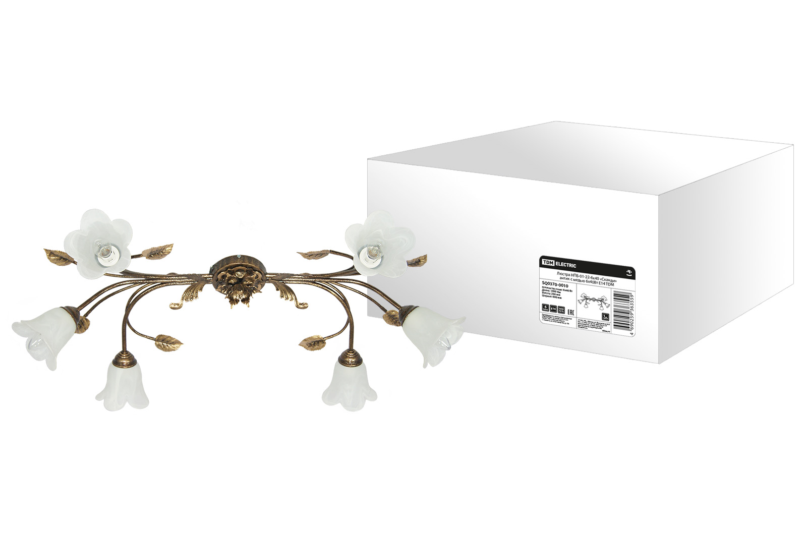 Люстра НПБ-01-22-6х40 «Сканди» антик с медью 6х40Вт E14 TDM SQ0370-0010