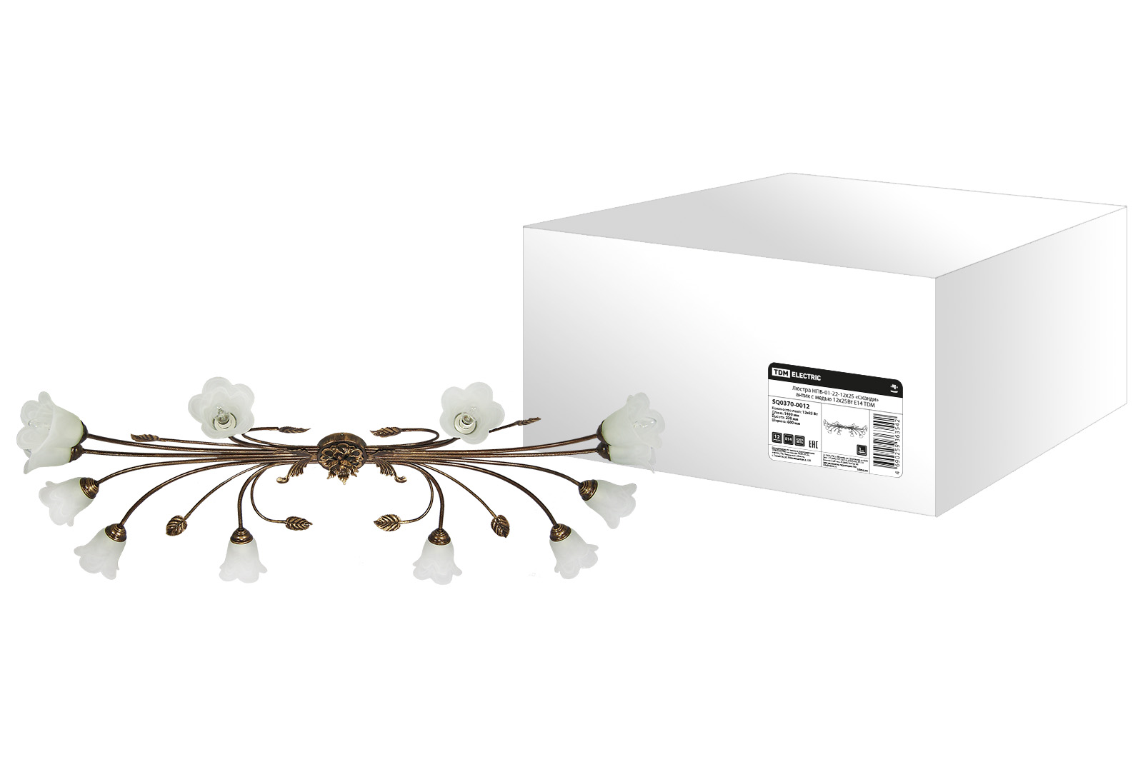 Люстра НПБ-01-22-12х25 «Сканди» антик с медью 12х25Вт E14 TDM SQ0370-0012