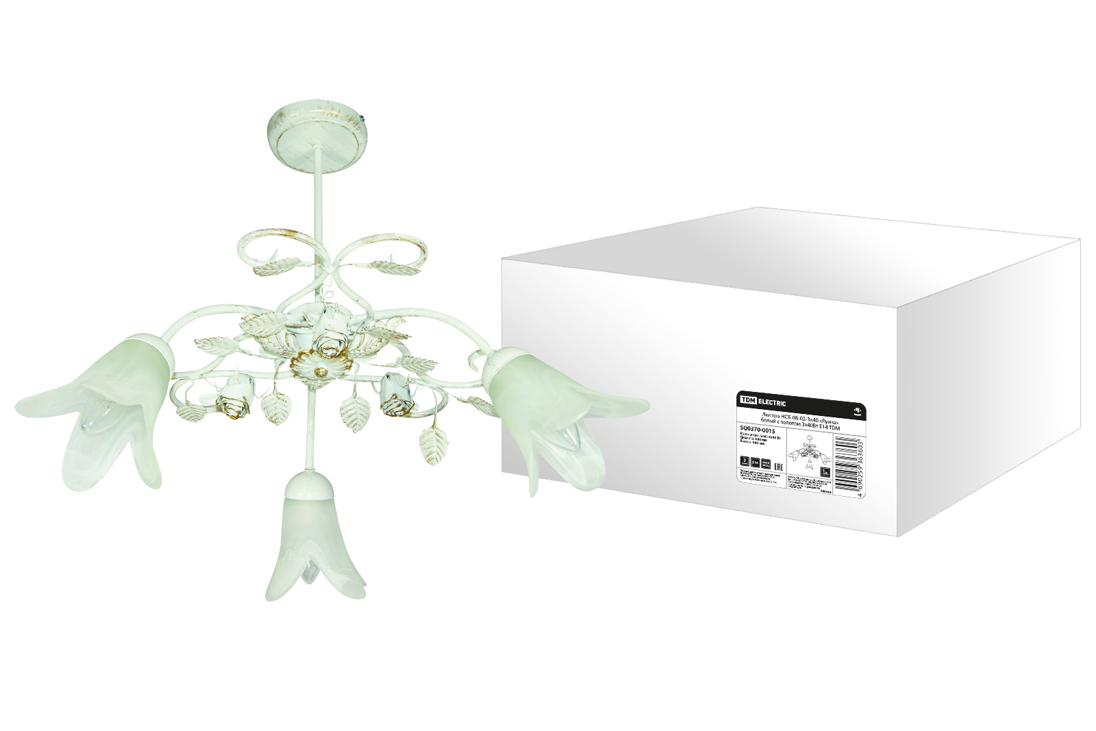 Люстра НСБ-08-02-3х40 «Луиза» белый с золотом 3х40Вт E14 TDM SQ0370-0015