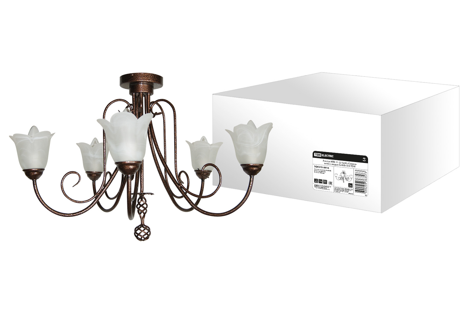 Люстра НПБ-11-22-5х40 «Соната» антик с медью 5х40Вт E14 TDM SQ0370-0016