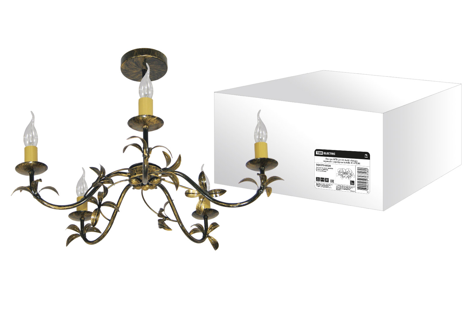 Люстра НСБ-04-01-5х40 «Регина» черный с золотом 5х40Вт E14 TDM SQ0370-0022