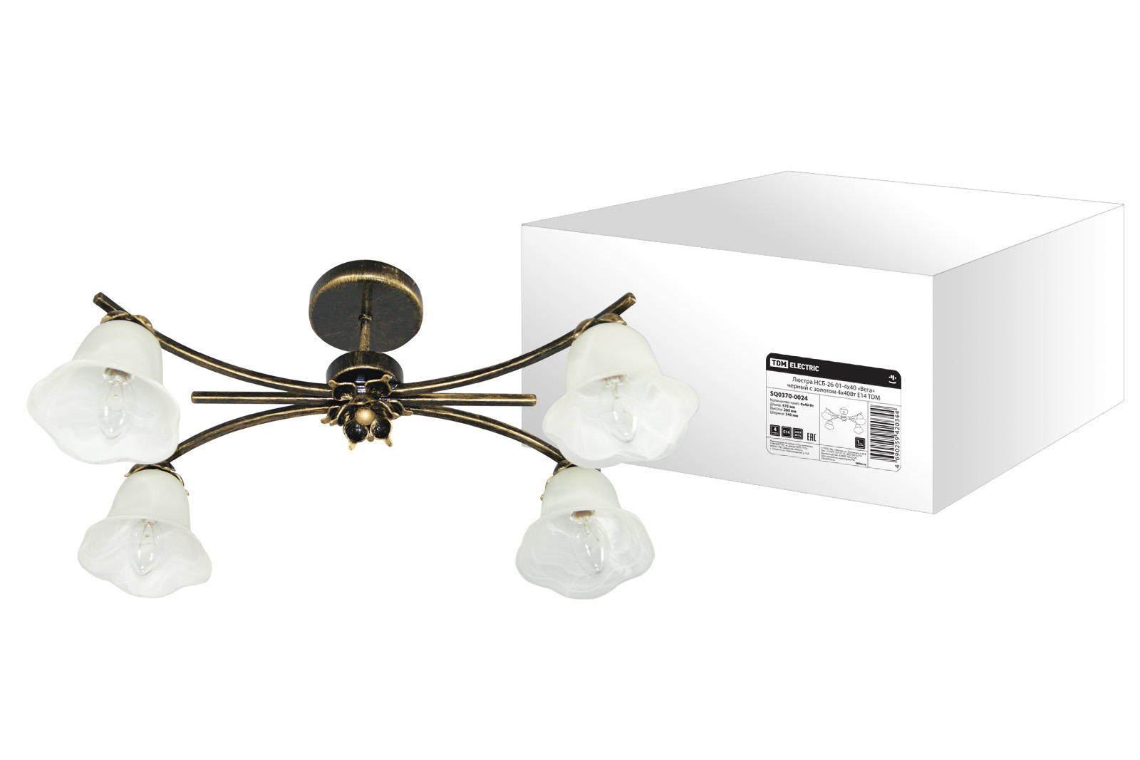 Люстра НСБ-26-01-4х40 «Вега» черный с золотом 4х40Вт E14 TDM SQ0370-0024