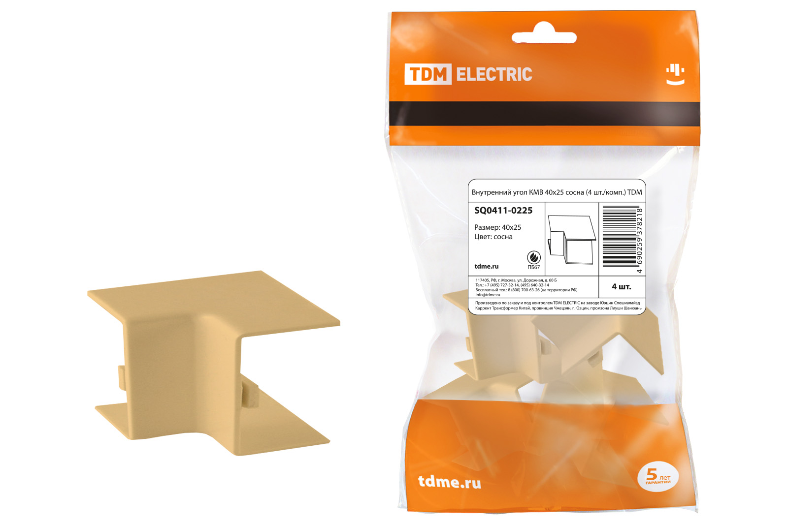 Внутренний угол КМВ 40х25 сосна (4 шт./комп.) TDM SQ0411-0225