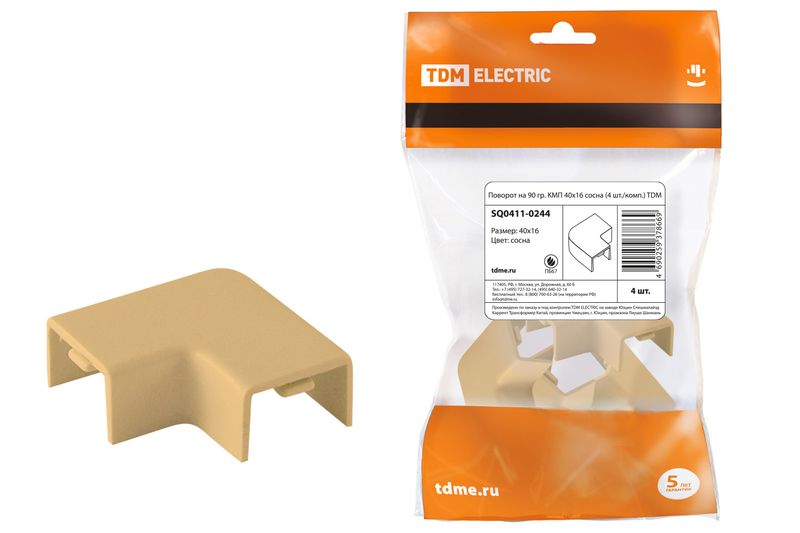 Поворот на 90 гр. КМП 40x16 сосна (4 шт./комп.) TDM SQ0411-0244