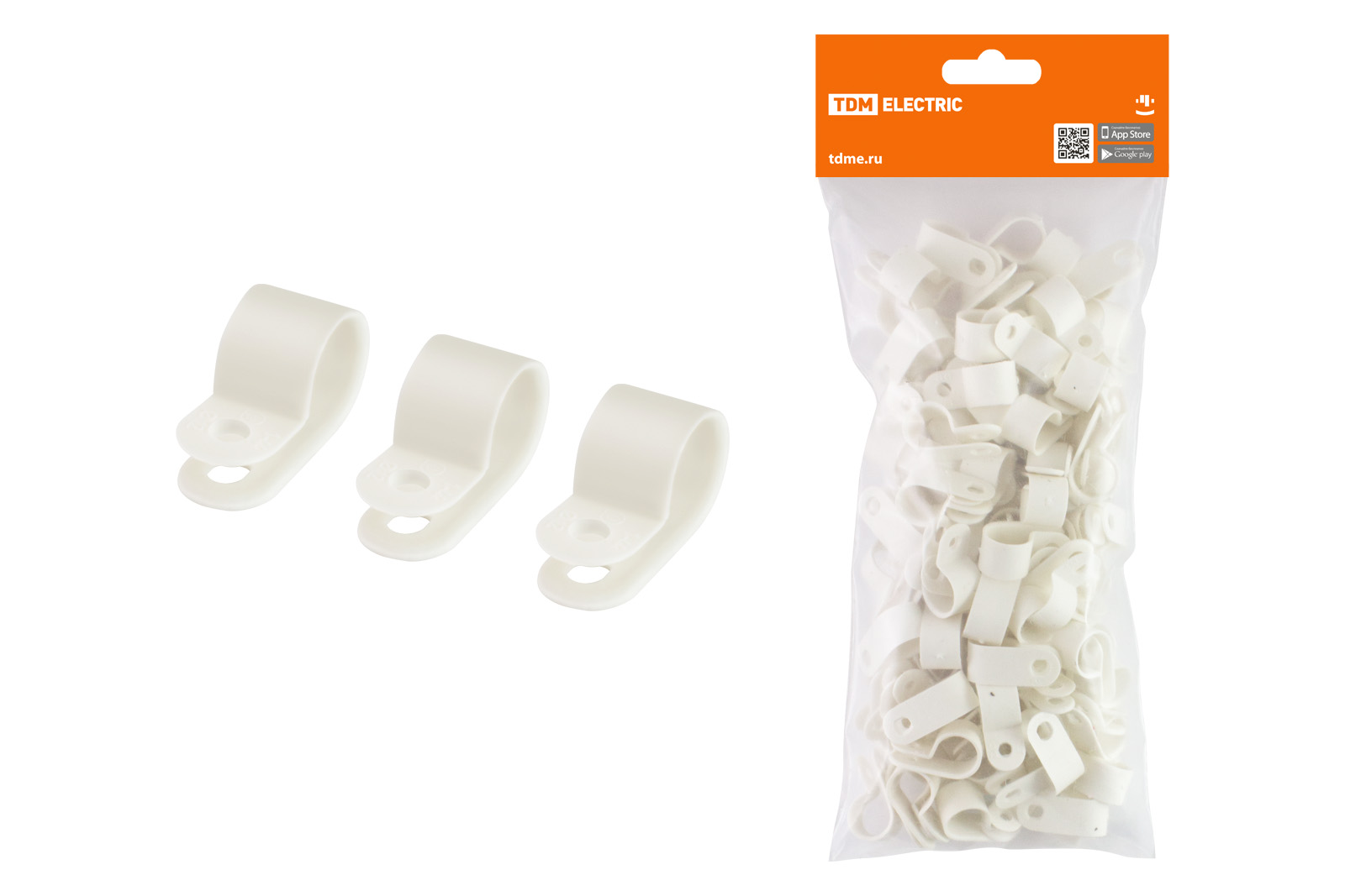 Скоба нейлоновая крепежная СКН-12 белая (100 шт) TDM SQ0514-0204