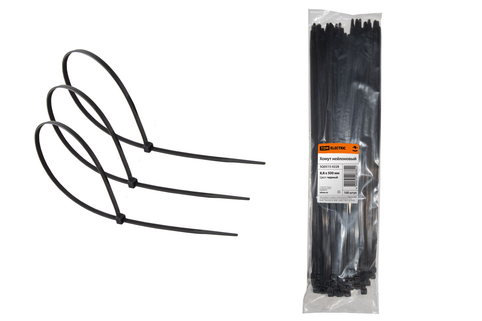 Хомут 8,8х500мм нейлон (черный) (100шт) TDM SQ0515-0228