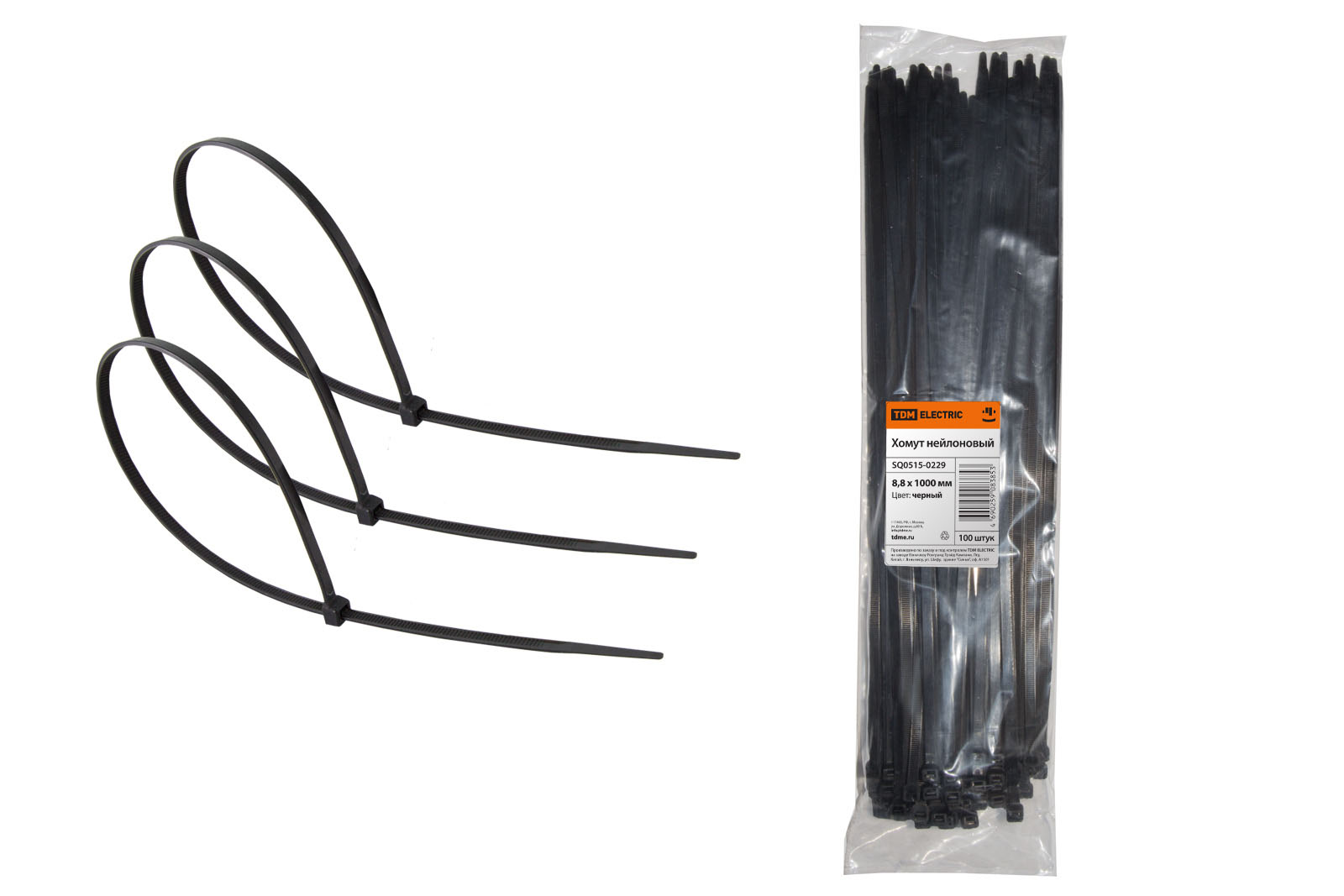 Хомут 8,8х1000мм нейлон (черный) (100шт) TDM SQ0515-0229
