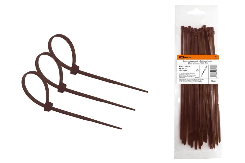 "Хомут нейлоновый 4.8х300мм (венге) (25 штук) серия ""ЭКО"" TDM" SQ0515-0378