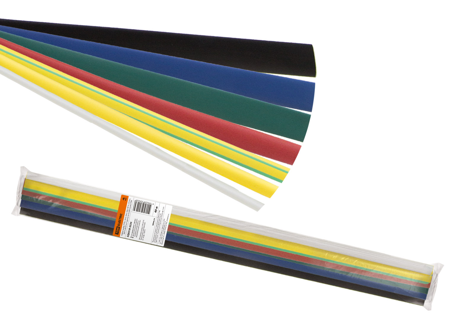 Набор трубок ТУТнг 10/5, 12/6, 16/8, 20/10, 25/12.5, 30/15, 40/20 по 7 цветов по 1м (49 м/упак) TDM SQ0518-0334