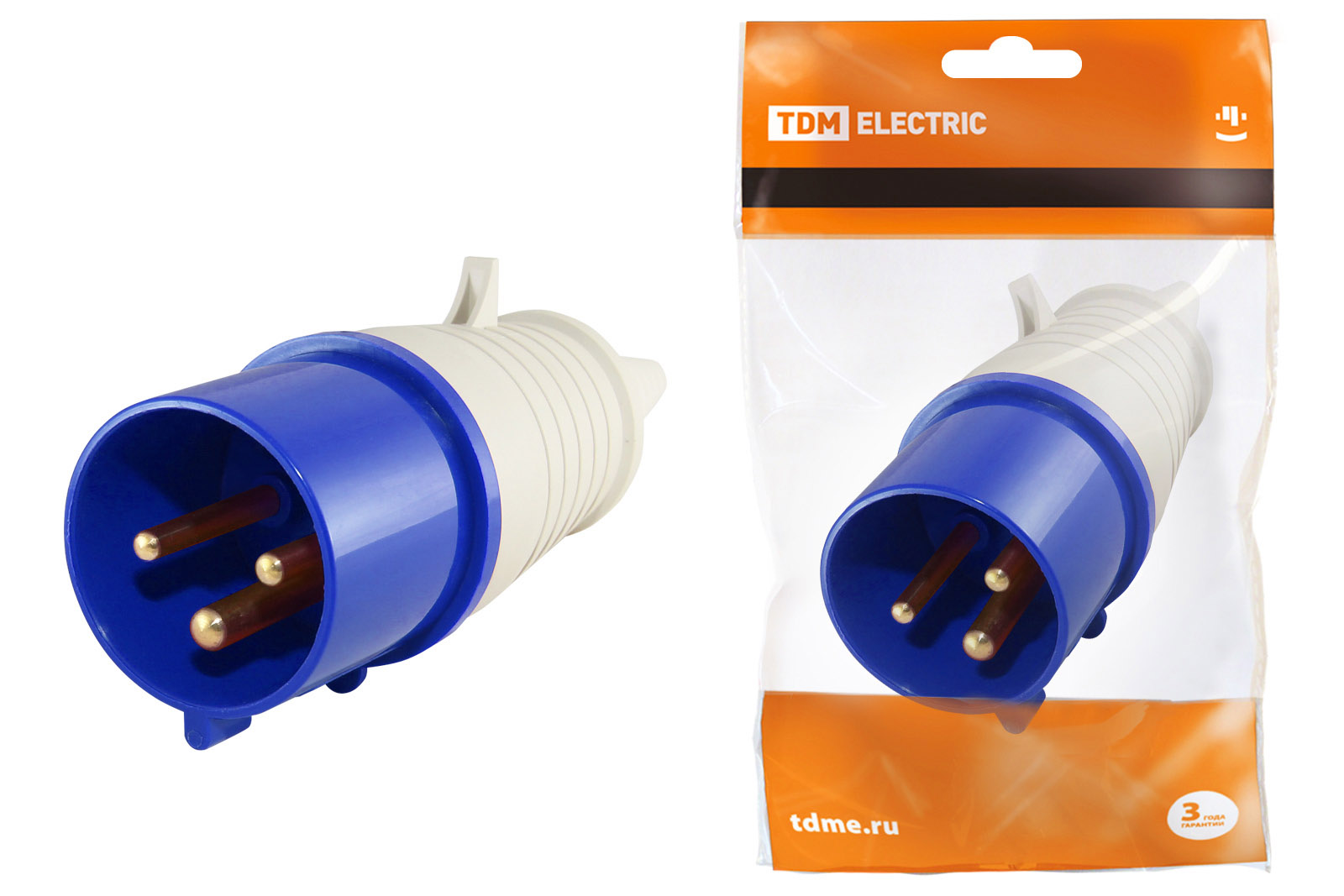 Вилка 013 2Р+РЕ 16А 220В IP44 TDM SQ0601-0001