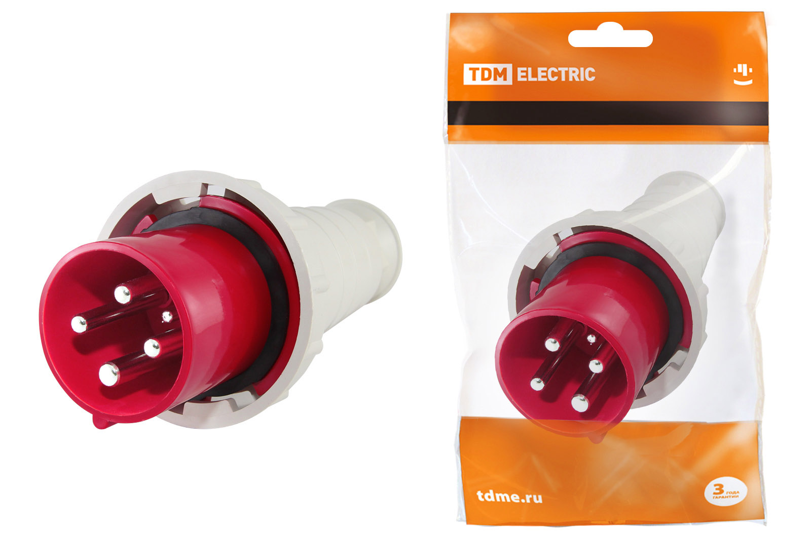 Вилка 034 3Р+РЕ 63А 380В IP54 TDM SQ0601-0007