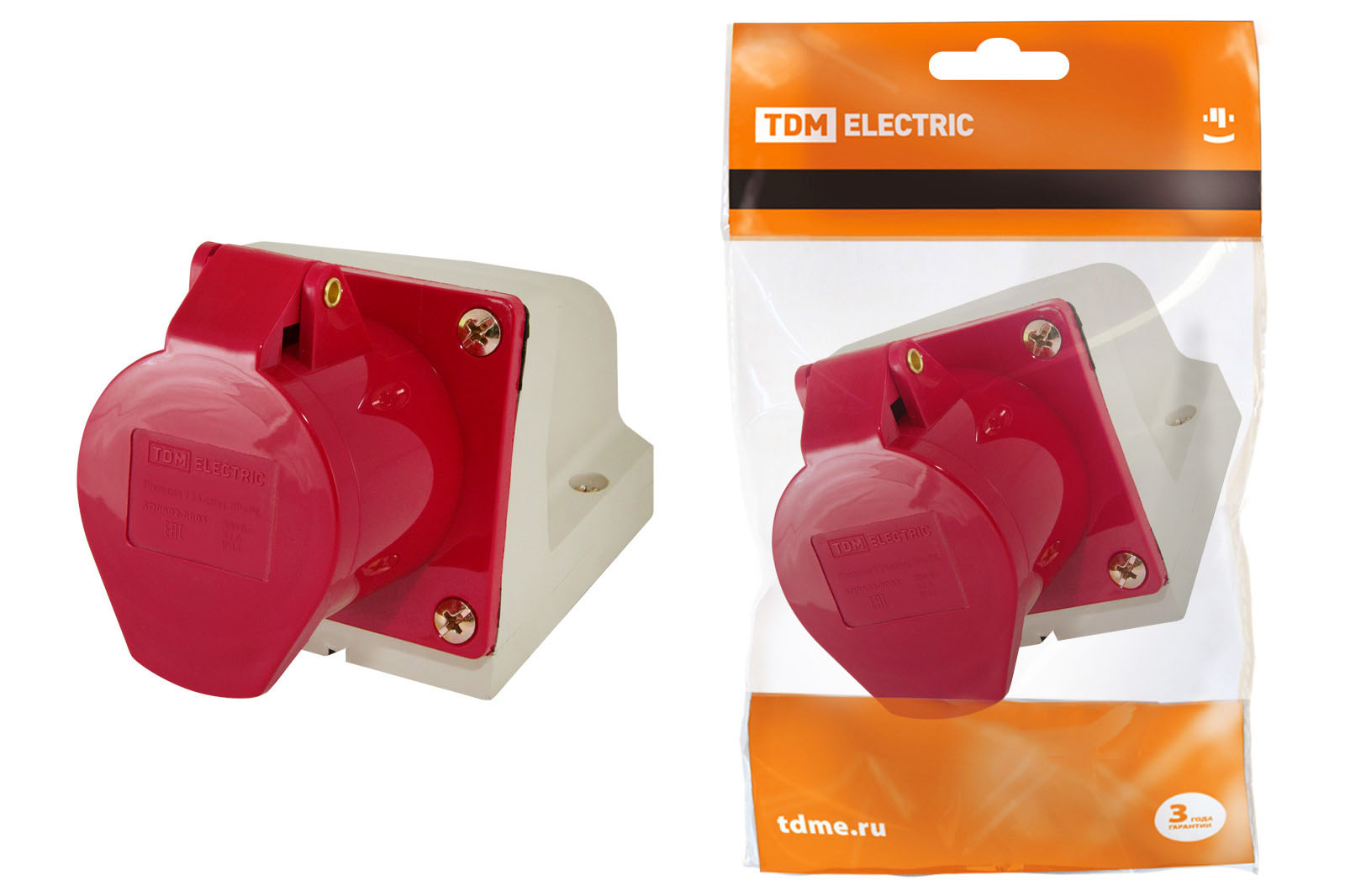 Розетка 124 стационарная 3Р+РЕ 32А 380В IP44 TDM SQ0602-0005