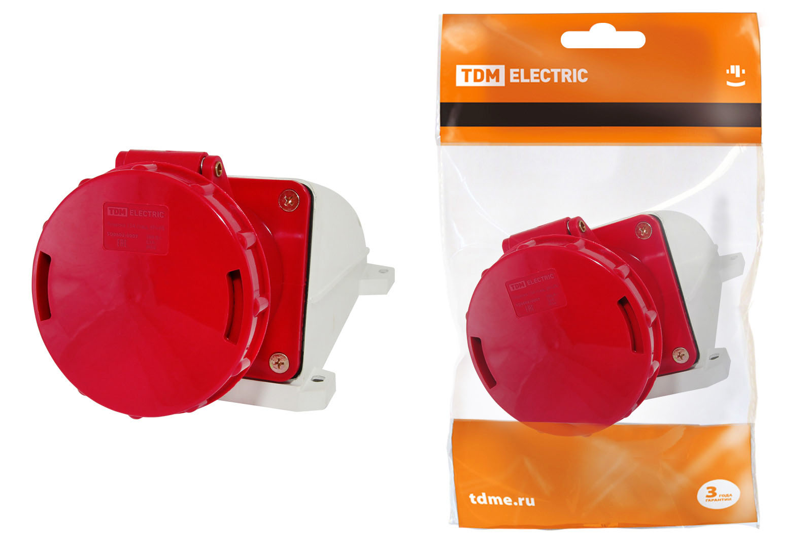 Розетка 134 стационарная 3Р+РЕ 63А 380В IP54 TDM SQ0602-0007