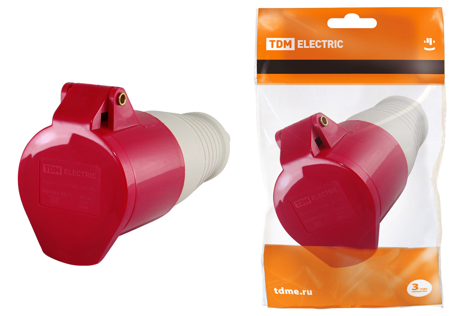 Розетка 214 переносная 3Р+РЕ 16А 380В IP44 TDM SQ0603-0011