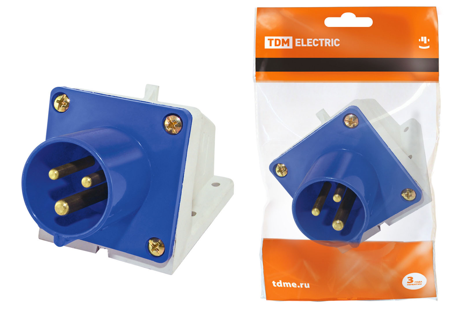 Вилка 523 стационарная 2Р+РЕ 32А 220В IP44 TDM SQ0605-0014