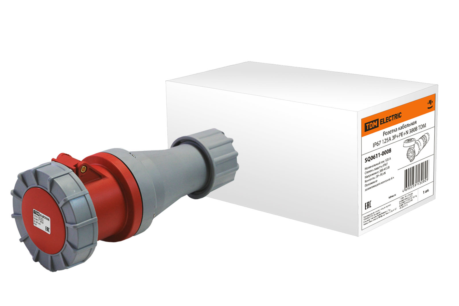 Розетка кабельная IP67 125А 3Р+РЕ+N 380В TDM SQ0611-0008