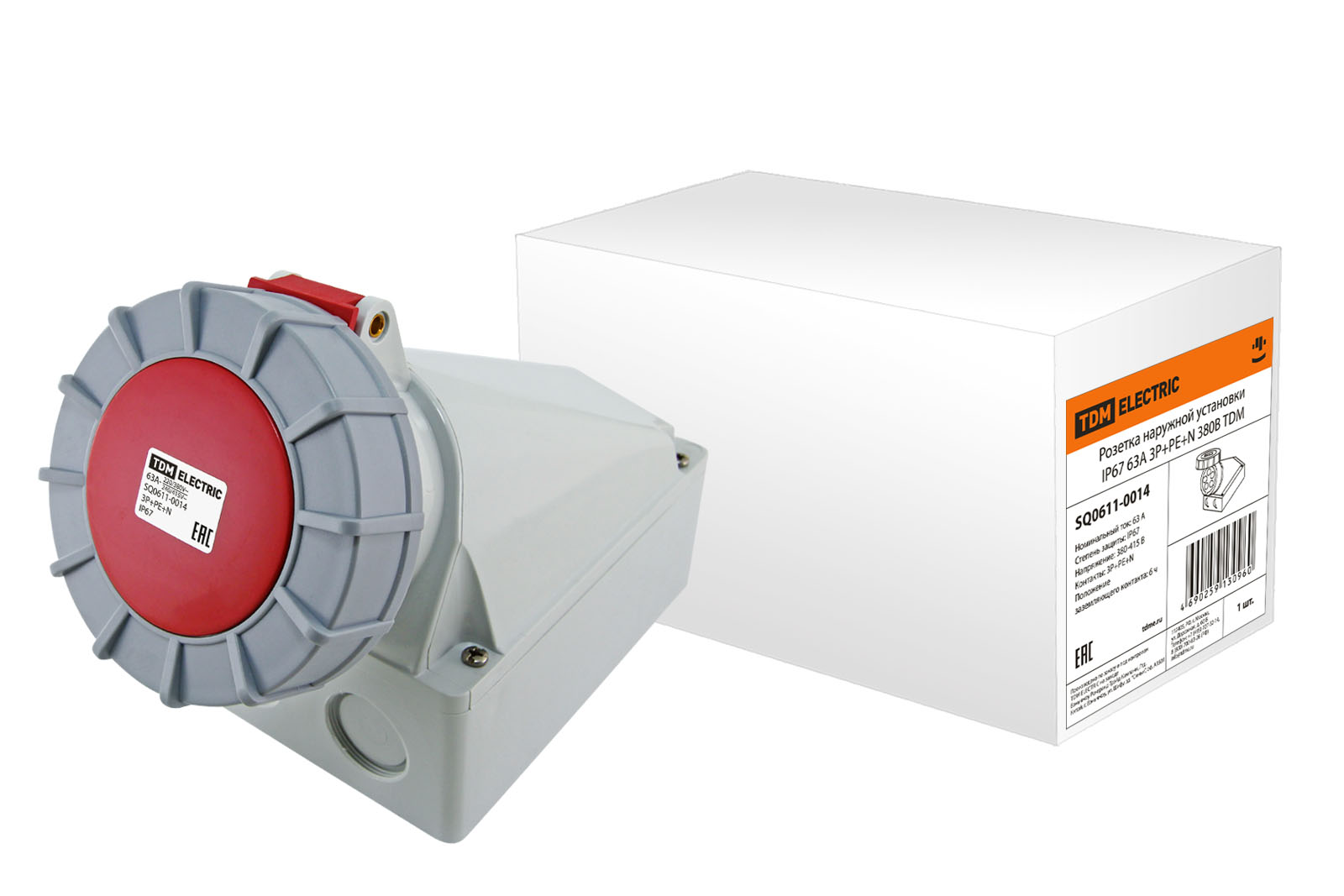 Розетка наружной установки IP67 63А 3Р+РЕ+N 380В TDM SQ0611-0014