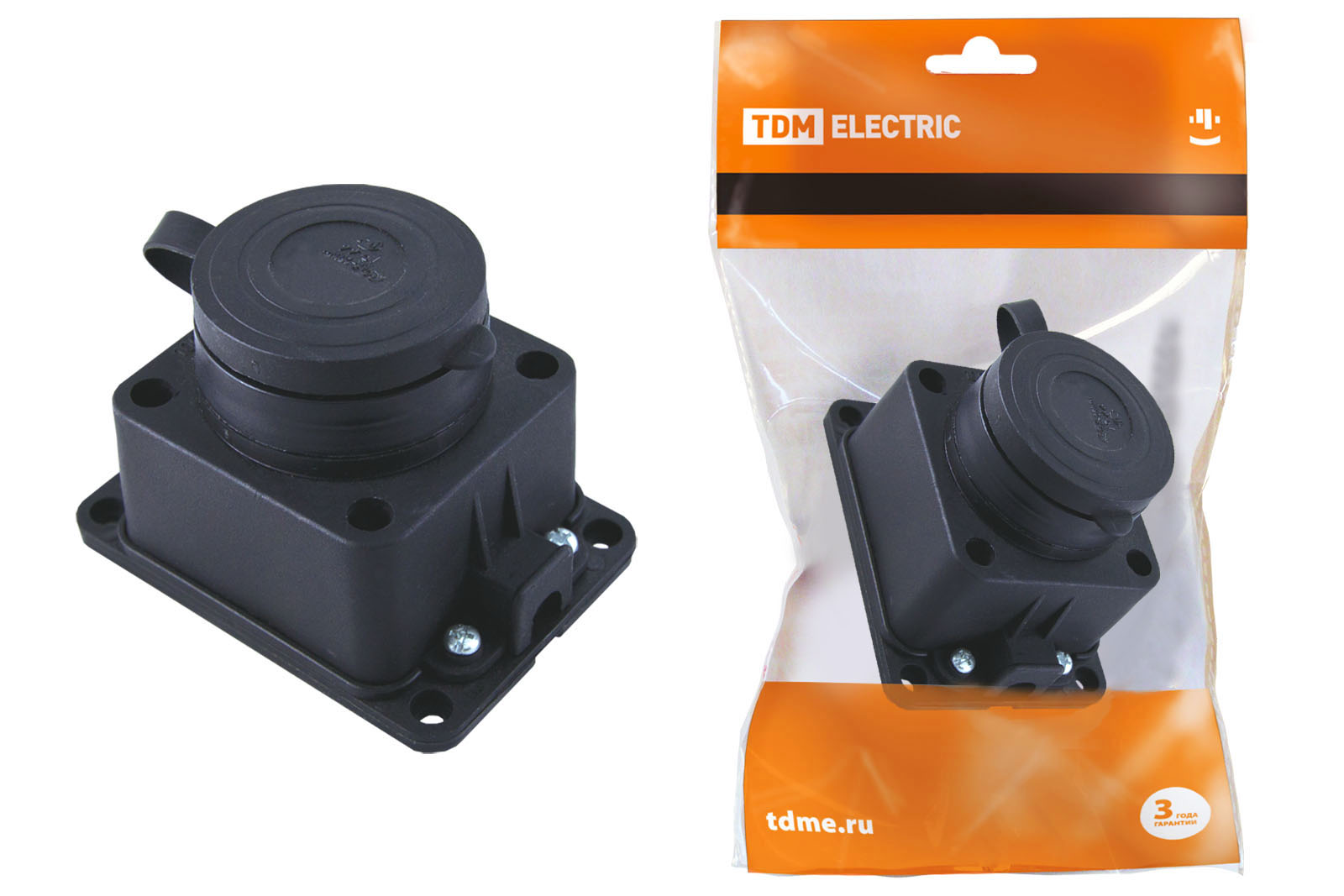 Розетка настенная с заглушкой каучук 2Р+РЕ 16А 250В IP44 TDM SQ0612-0003