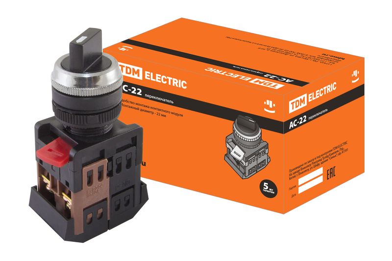 Переключатель АС-22 на 2 фиксир.положения I-O 1з+1р TDM SQ0703-0007