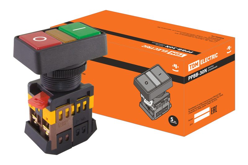 "Кнопка РPВВ-30N ""I-0"" d30мм неон/230В 1з+1р TDM" SQ0704-0026