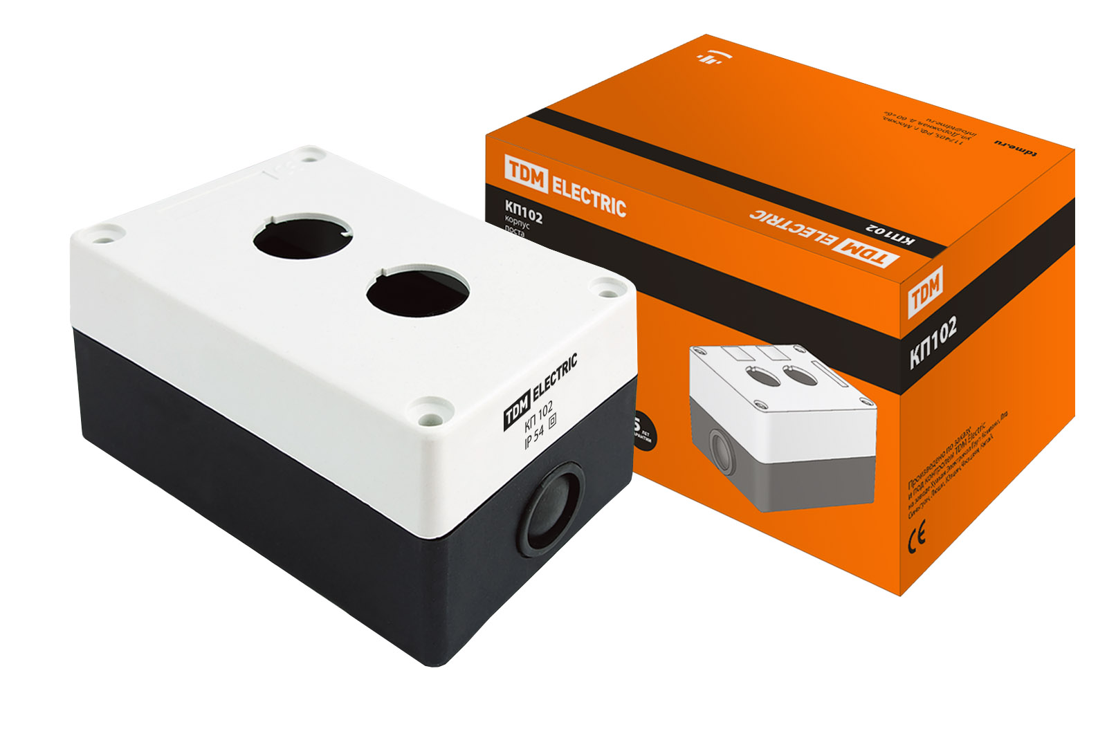 Корпус КП102 для кнопок 2места белый TDM SQ0705-0002