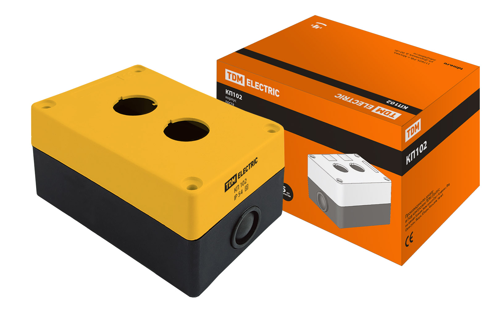 Корпус КП102 для кнопок 2места желтый TDM SQ0705-0007