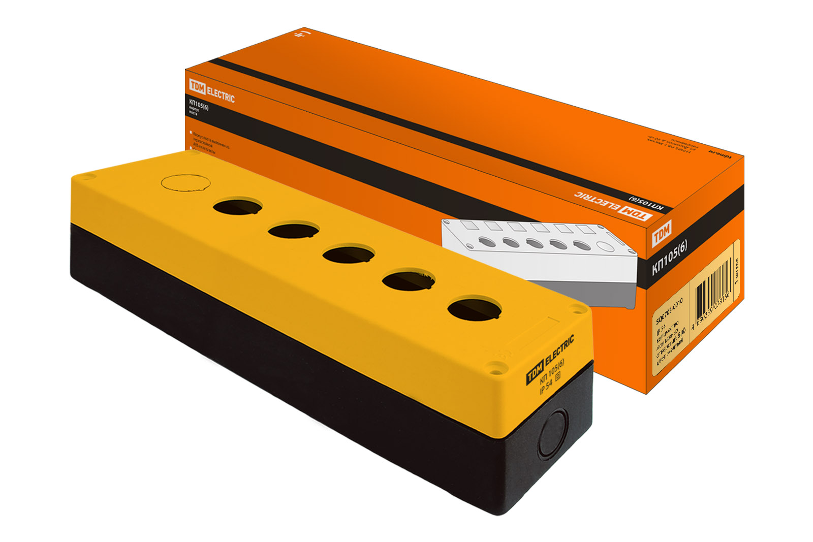 Корпус КП105(6) для кнопок 5(6) мест желтый TDM SQ0705-0010